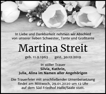 Traueranzeige von Martina Streit von Mitteldeutsche Zeitung Halle/Saalkreis