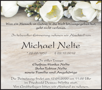 Traueranzeige von Michael Nelte von Super Sonntag Dessau-Roßlau