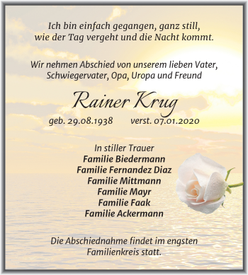 Traueranzeige von Rainer Krug von Super Sonntag Zeitz