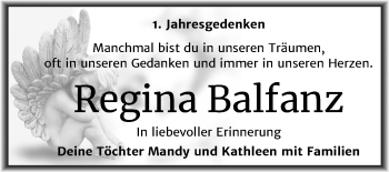 Traueranzeige von Regina Balfanz von Super Sonntag Wittenberg