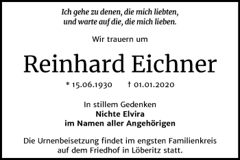 Traueranzeige von Reinhard Eichner von Mitteldeutsche Zeitung Bitterfeld