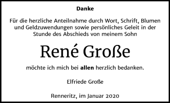 Traueranzeige von René Große von Mitteldeutsche Zeitung Bitterfeld