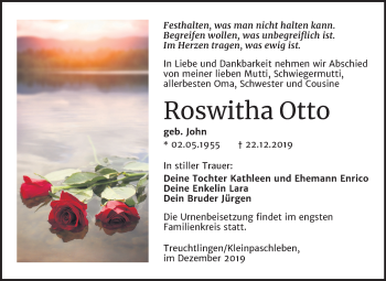 Traueranzeige von Roswitha Otto von Mitteldeutsche Zeitung Köthen