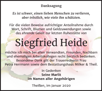 Traueranzeige von Siegfried Heide von Mitteldeutsche Zeitung Weißenfels / Zeitz