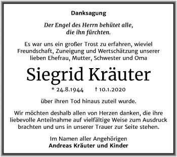 Traueranzeige von Siegrid Kräuter von Mitteldeutsche Zeitung Halle/Saalkreis