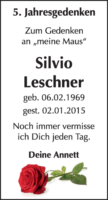 Traueranzeige von Silvio Leschner von Super Sonntag Merseburg/Querfurt