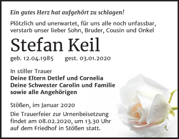 Traueranzeige von Stefan Keil von Wochenspiegel Naumburg/Nebra