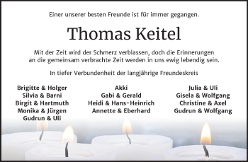 Traueranzeige von Thomas Keitel von Mitteldeutsche Zeitung Wittenberg