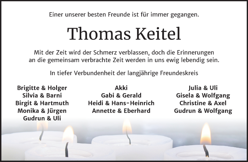  Traueranzeige für Thomas Keitel vom 25.01.2020 aus Super Sonntag Wittenberg