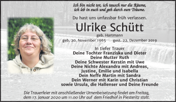 Traueranzeige von Ulrike Schütt von Mitteldeutsche Zeitung Wittenberg