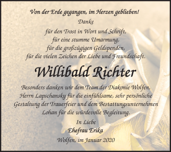 Traueranzeige von Willibald Richter von Mitteldeutsche Zeitung Bitterfeld