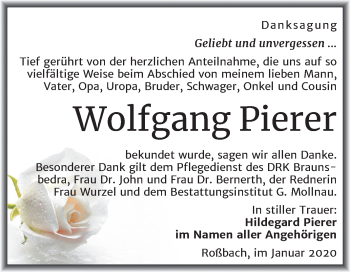 Traueranzeige von Wolfgang Pierer von Mitteldeutsche Zeitung Merseburg/Querfurt