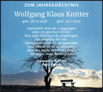 Traueranzeige von Wolfgang Klaus Knitter von Mitteldeutsche Zeitung Halle/Saalkreis