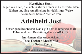 Traueranzeige von Adelheid Jost von Super Sonntag Quedlinburg