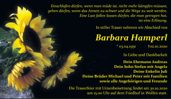 Traueranzeige von Barbara Hamperl von Mitteldeutsche Zeitung Bitterfeld