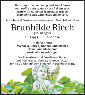 Traueranzeige von Brunhilde Riech von Super Sonntag Köthen