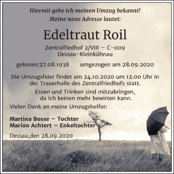 Traueranzeige von Edeltraut Roil von Mitteldeutsche Zeitung Dessau-Roßlau
