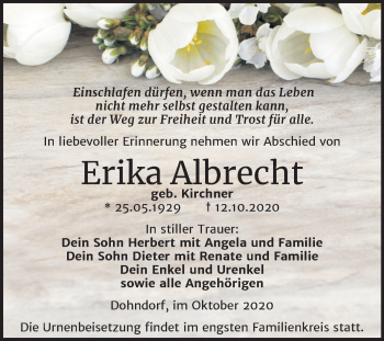 Traueranzeige von Erika Albrecht von Super Sonntag Köthen