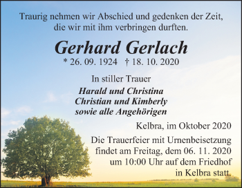 Traueranzeige von Gerhard Gerlach von Mitteldeutsche Zeitung Sangerhausen