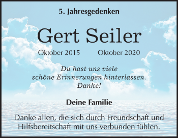 Traueranzeige von Gert Seiler von Mitteldeutsche Zeitung Quedlinburg