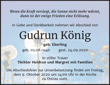 Traueranzeige von Gudrun König von Mitteldeutsche Zeitung Halle/Saalkreis