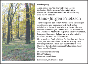Traueranzeige von Hans-Jürgen Prietzsch von Super Sonntag Quedlinburg