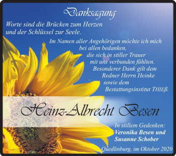 Traueranzeige von Heinz-Albrecht Besen von Super Sonntag Quedlinburg