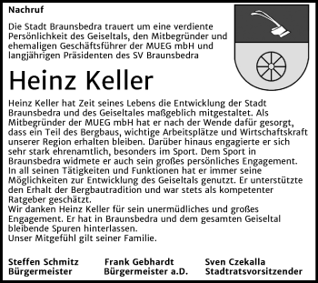 Traueranzeige von Heinz Keller von Mitteldeutsche Zeitung Merseburg/Querfurt