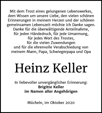Traueranzeige von Heinz Keller von Mitteldeutsche Zeitung Merseburg/Querfurt / Naumburg/Nebra