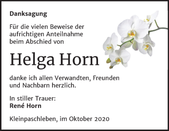 Traueranzeige von Helga Horn von Super Sonntag Köthen