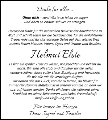 Traueranzeige von Helmut Elste von Super Sonntag Merseburg/Querfurt