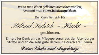 Traueranzeige von Hiltrud Todrich von Mitteldeutsche Zeitung Zeitz