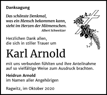 Traueranzeige von Karl Arnold von Mitteldeutsche Zeitung Merseburg/Querfurt