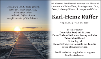 Traueranzeige von Karl-Heinz Rüffer von Mitteldeutsche Zeitung Bitterfeld