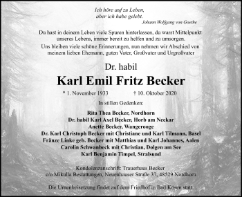 Traueranzeige von Karl Emil Fritz ecker von Mitteldeutsche Zeitung Merseburg/Querfurt / Naumburg/Nebra
