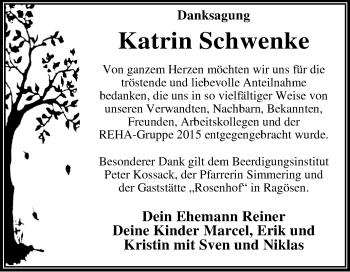 Traueranzeige von Katrin Schwenke von Super Sonntag Wittenberg