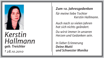 Traueranzeige von Kerstin Hallmann von Super Sonntag Wittenberg