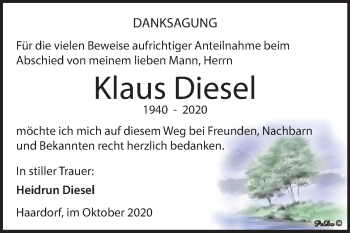 Traueranzeige von Klaus Diesel von Super Sonntag Zeitz