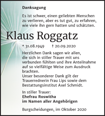 Traueranzeige von Klaus Roggatz von Wochenspiegel Naumburg/Nebra