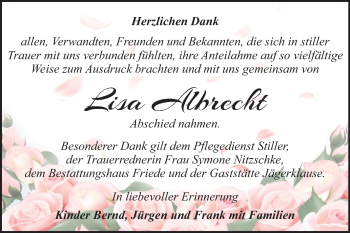 Traueranzeige von Lisa Albrecht von Super Sonntag Dessau-Roßlau