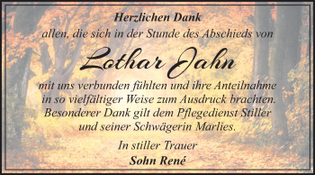 Traueranzeige von Lothar Jahn von Mitteldeutsche Zeitung Dessau-Roßlau