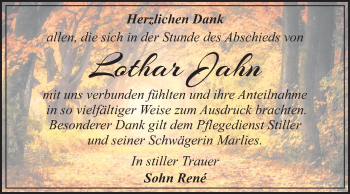 Traueranzeige von Lothar Jahn von Super Sonntag Dessau-Roßlau