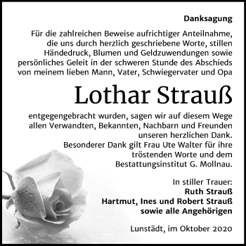 Traueranzeige von Lothar Strauß von Mitteldeutsche Zeitung Merseburg/Querfurt
