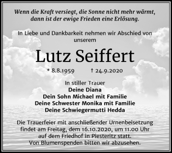 Traueranzeige von Lutz Seiffert von Super Sonntag Wittenberg