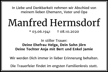Traueranzeige von Manfred Hermsdorf von Mitteldeutsche Zeitung Dessau-Roßlau