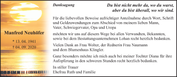 Traueranzeige von Manfred Neuhöfer von Wochenspiegel Bitterfeld