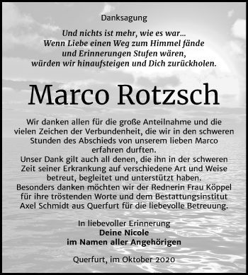 Traueranzeige von Marco Rotzsch von Super Sonntag Merseburg/Querfurt