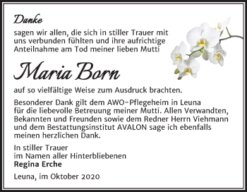 Traueranzeige von Maria Born von Super Sonntag Merseburg/Querfurt