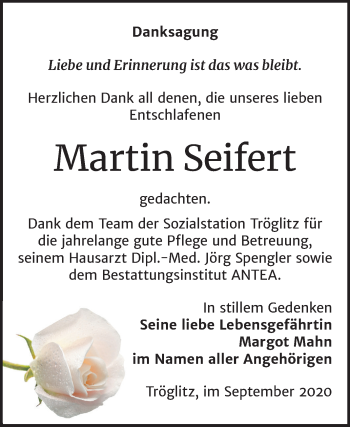 Traueranzeige von Martin Seifert von Mitteldeutsche Zeitung Zeitz