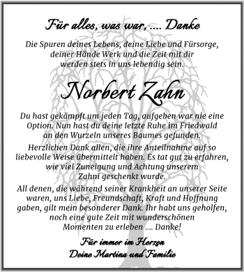 Traueranzeige von Norbert Zahn von Mitteldeutsche Zeitung Merseburg/Querfurt